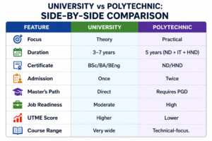 University vs polytechnic chart